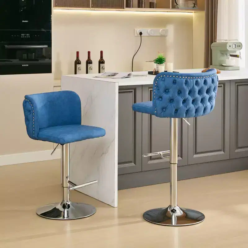 TUYOHW Swivel Counter Height Bar Stools Set of 2,PU Leather Bar Chairs with Tufted Back,Adjusatble Height Dining Chairs for Kitchen,Home Bar