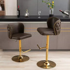 TUYOHW Swivel Counter Height Bar Stools Set of 2,PU Leather Bar Chairs with Tufted Back,Adjusatble Height Dining Chairs for Kitchen,Home Bar