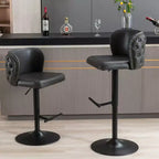 TUYOHW Swivel Counter Height Bar Stools Set of 2,PU Leather Bar Chairs with Tufted Back,Adjusatble Height Dining Chairs for Kitchen,Home Bar