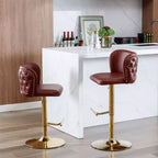 TUYOHW Swivel Counter Height Bar Stools Set of 2,PU Leather Bar Chairs with Tufted Back,Adjusatble Height Dining Chairs for Kitchen,Home Bar