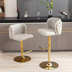 TUYOHW Swivel Counter Height Bar Stools Set of 2,PU Leather Bar Chairs with Tufted Back,Adjusatble Height Dining Chairs for Kitchen,Home Bar
