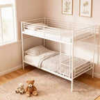Okak Twin Size Heavy Duty Metal Bunk Bed with Ladders & High Guardrail,Contemporary Bed Frame for Bedroom,Apartments