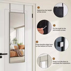 Door Mirror, Over The Door Full Length Mirror, 48x14 Hanging Mirror for Bedroom, Living Room, Entryway, Dorm, Black