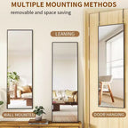 Door Mirror, Over The Door Full Length Mirror, 48x14 Hanging Mirror for Bedroom, Living Room, Entryway, Dorm, Black