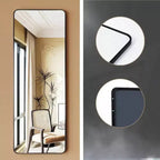 19 Inchx 51 Inch Over Door Mirror Hanging Full Length Back of Door Wall Mirror Black Matte Finish Anti Fog Strong Hold