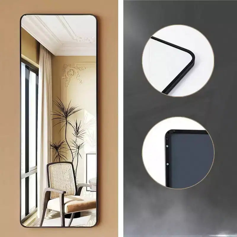 19 Inchx 51 Inch Over Door Mirror Hanging Full Length Back of Door Wall Mirror Black Matte Finish Anti Fog Strong Hold