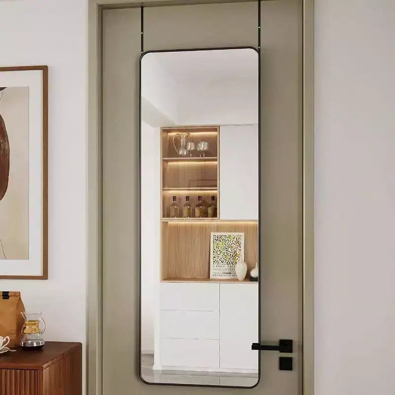 19 Inchx 51 Inch Over Door Mirror Hanging Full Length Back of Door Wall Mirror Black Matte Finish Anti Fog Strong Hold