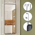 19 Inchx 51 Inch Over Door Mirror Hanging Full Length Back of Door Wall Mirror Black Matte Finish Anti Fog Strong Hold