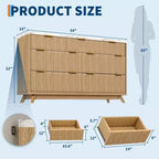 Fluted 7 Drawers Dresser for Bedroom, 54 Wide Modern Chest of Drawers, Wood Storage Cabinet Organizer for Bedroom, Living Room, Hallway