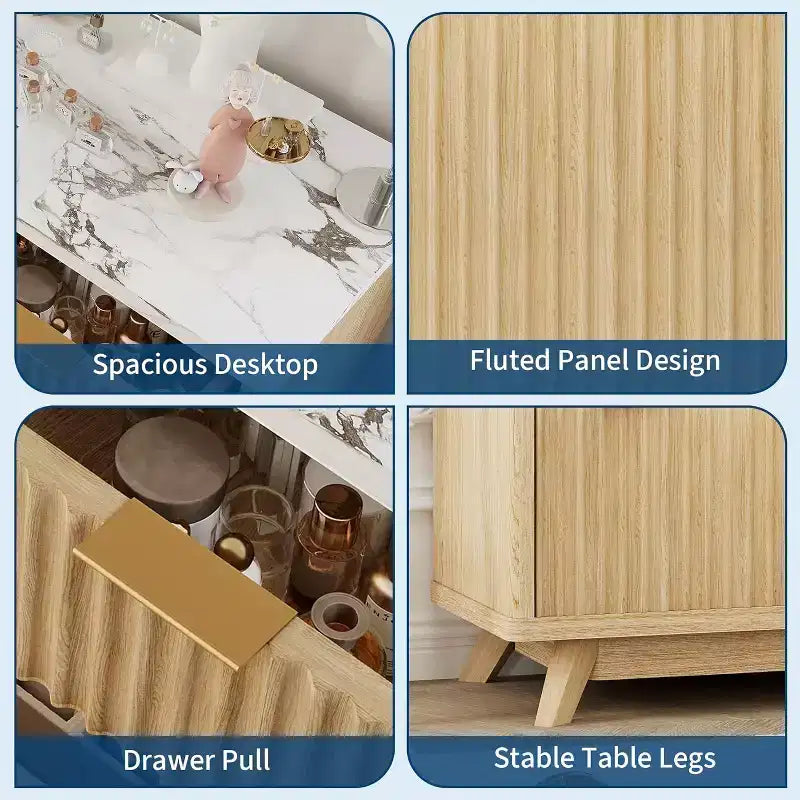 Fluted 7 Drawers Dresser for Bedroom, 54 Wide Modern Chest of Drawers, Wood Storage Cabinet Organizer for Bedroom, Living Room, Hallway