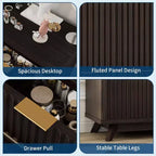 Fluted 7 Drawers Dresser for Bedroom, 54 Wide Modern Chest of Drawers, Wood Storage Cabinet Organizer for Bedroom, Living Room, Hallway