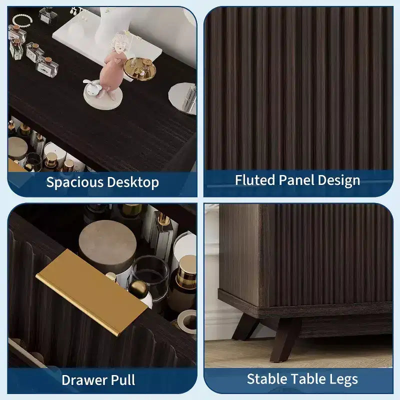 Fluted 7 Drawers Dresser for Bedroom, 54 Wide Modern Chest of Drawers, Wood Storage Cabinet Organizer for Bedroom, Living Room, Hallway