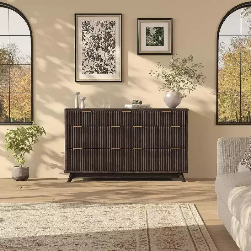 Fluted 7 Drawers Dresser for Bedroom, 54 Wide Modern Chest of Drawers, Wood Storage Cabinet Organizer for Bedroom, Living Room, Hallway