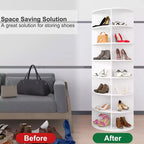 Rotating Shoe Rack Tower, 360 Round Rotating Storage Tower, White Spinning Shoe Rack Tower Shoe Storage