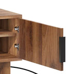 Fluted TV Stands for TVs up to 65 Inches, Entertainment Center with Power Outlets & Storage , Wooden TV Console for Living Room, Walnut
