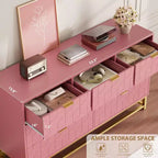 Acekool Drawer Dresser, 53.5 Wide Modern Chest with Fluted Front, Gold Handles & Metal Legs, Storage Organizer for Bedroom, Closet