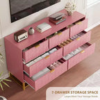 Acekool Drawer Dresser, 53.5 Wide Modern Chest with Fluted Front, Gold Handles & Metal Legs, Storage Organizer for Bedroom, Closet