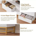 Acekool Drawer Dresser, 53.5 Wide Modern Chest with Fluted Front, Gold Handles & Metal Legs, Storage Organizer for Bedroom, Closet