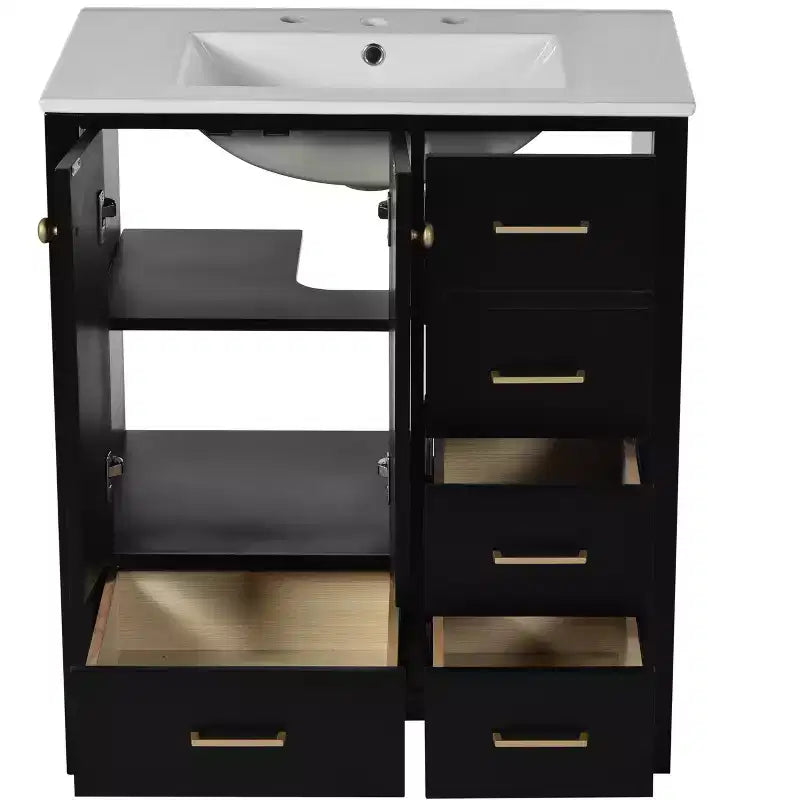 30 Bathroom Vanity with Sink, Bathroom Storage Cabinet with Drawers, Single Sink Bathroom Vanity with Soft Closing Doors