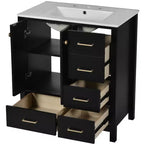 30 Bathroom Vanity with Sink, Bathroom Storage Cabinet with Drawers, Single Sink Bathroom Vanity with Soft Closing Doors