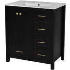 30 Bathroom Vanity with Sink, Bathroom Storage Cabinet with Drawers, Single Sink Bathroom Vanity with Soft Closing Doors