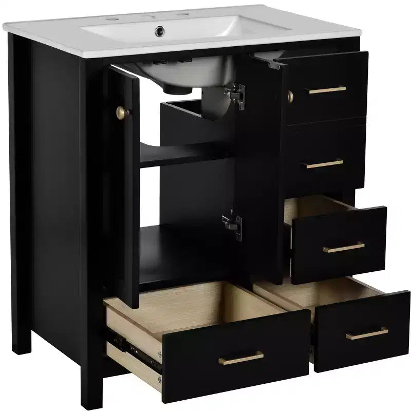 30 Bathroom Vanity with Sink, Bathroom Storage Cabinet with Drawers, Single Sink Bathroom Vanity with Soft Closing Doors
