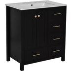 30 Bathroom Vanity with Sink, Bathroom Storage Cabinet with Drawers, Single Sink Bathroom Vanity with Soft Closing Doors