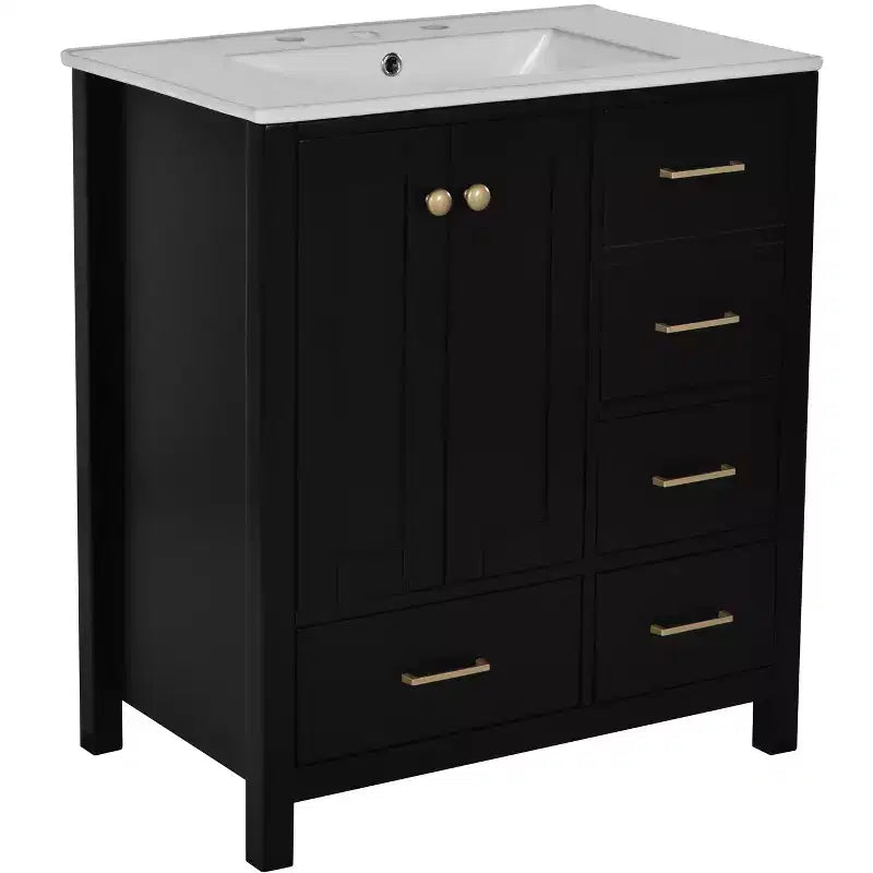 30 Bathroom Vanity with Sink, Bathroom Storage Cabinet with Drawers, Single Sink Bathroom Vanity with Soft Closing Doors