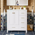 30 Bathroom Vanity with Sink, Bathroom Storage Cabinet with Drawers, Single Sink Bathroom Vanity with Soft Closing Doors