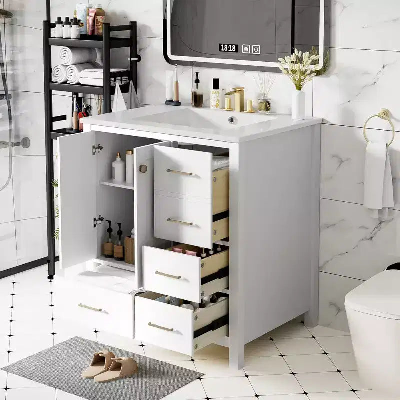 30 Bathroom Vanity with Sink, Bathroom Storage Cabinet with Drawers, Single Sink Bathroom Vanity with Soft Closing Doors