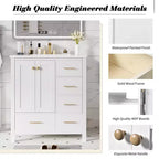 30 Bathroom Vanity with Sink, Bathroom Storage Cabinet with Drawers, Single Sink Bathroom Vanity with Soft Closing Doors