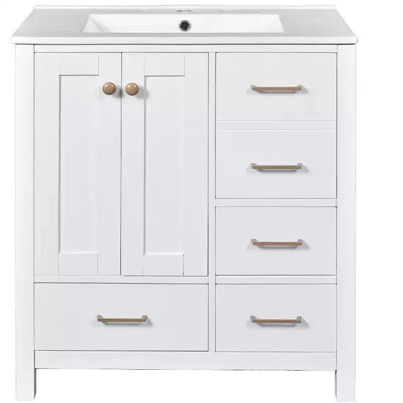 30 Bathroom Vanity with Sink, Bathroom Storage Cabinet with Drawers, Single Sink Bathroom Vanity with Soft Closing Doors