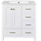 30 Bathroom Vanity with Sink, Bathroom Storage Cabinet with Drawers, Single Sink Bathroom Vanity with Soft Closing Doors