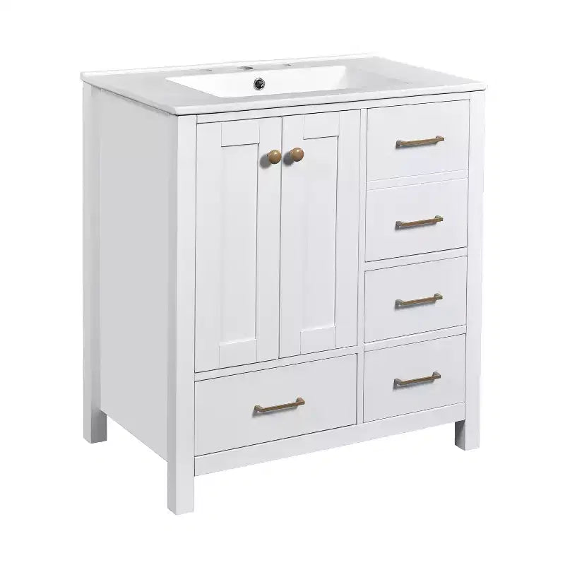 30 Bathroom Vanity with Sink, Bathroom Storage Cabinet with Drawers, Single Sink Bathroom Vanity with Soft Closing Doors