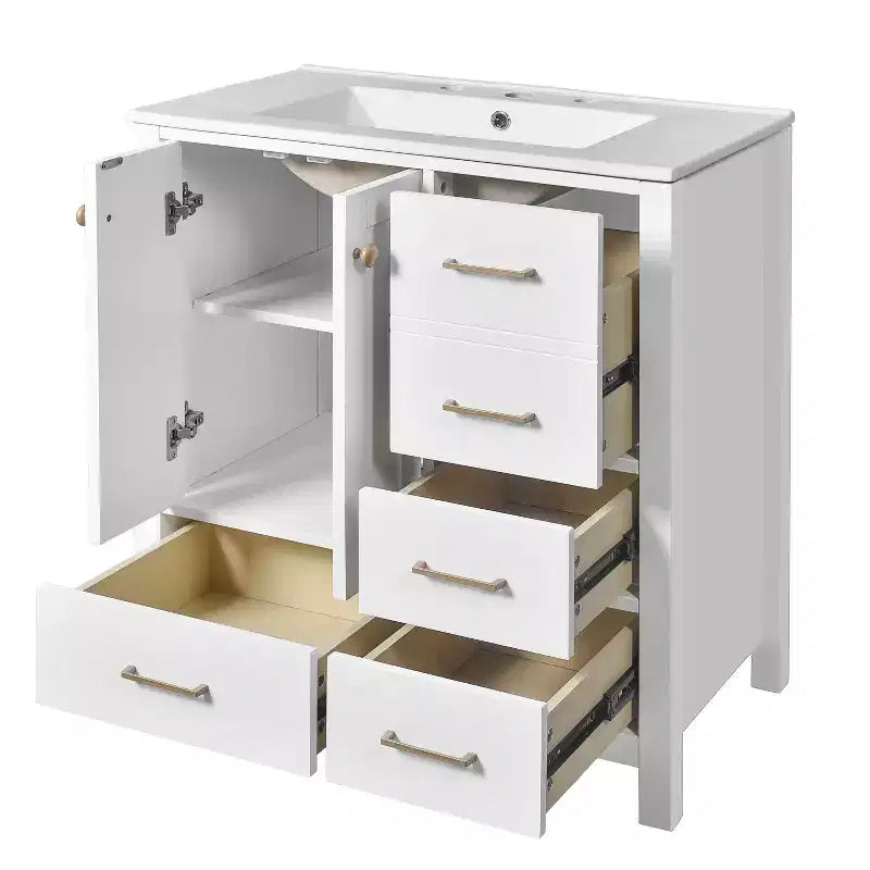 30 Bathroom Vanity with Sink, Bathroom Storage Cabinet with Drawers, Single Sink Bathroom Vanity with Soft Closing Doors