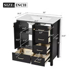 30 Bathroom Vanity with Sink, Bathroom Storage Cabinet with Drawers, Single Sink Bathroom Vanity with Soft Closing Doors