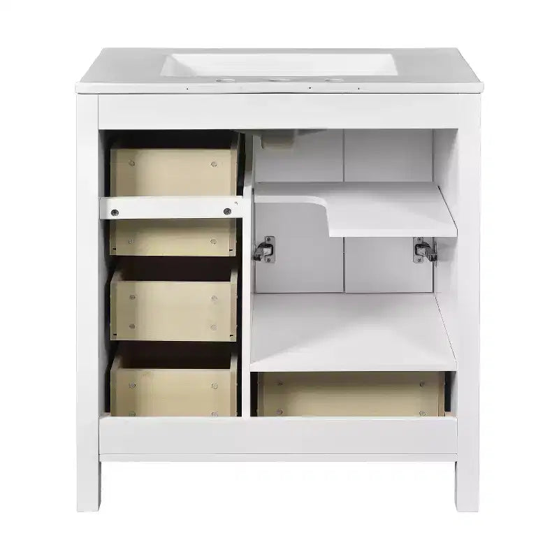 30 Bathroom Vanity with Sink, Bathroom Storage Cabinet with Drawers, Single Sink Bathroom Vanity with Soft Closing Doors