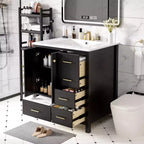 30 Bathroom Vanity with Sink, Bathroom Storage Cabinet with Drawers, Single Sink Bathroom Vanity with Soft Closing Doors