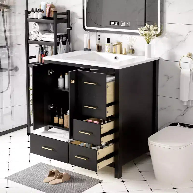 30 Bathroom Vanity with Sink, Bathroom Storage Cabinet with Drawers, Single Sink Bathroom Vanity with Soft Closing Doors