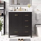 30 Bathroom Vanity with Sink, Bathroom Storage Cabinet with Drawers, Single Sink Bathroom Vanity with Soft Closing Doors