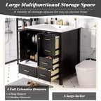 30 Bathroom Vanity with Sink, Bathroom Storage Cabinet with Drawers, Single Sink Bathroom Vanity with Soft Closing Doors