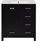 30 Bathroom Vanity with Sink, Bathroom Storage Cabinet with Drawers, Single Sink Bathroom Vanity with Soft Closing Doors