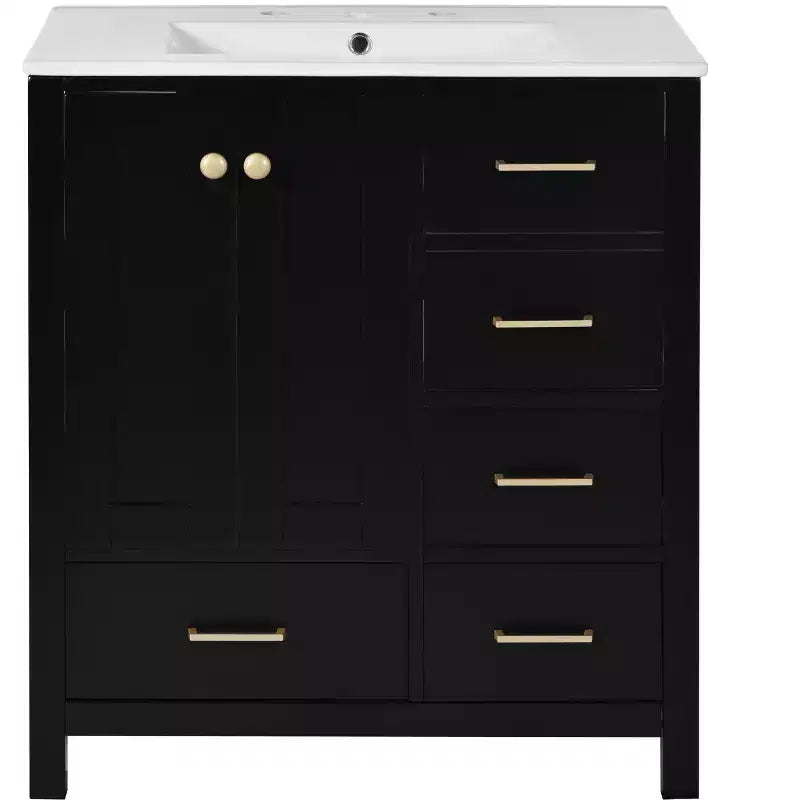 30 Bathroom Vanity with Sink, Bathroom Storage Cabinet with Drawers, Single Sink Bathroom Vanity with Soft Closing Doors