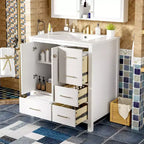 30 Bathroom Vanity with Sink, Bathroom Storage Cabinet with Drawers, Single Sink Bathroom Vanity with Soft Closing Doors