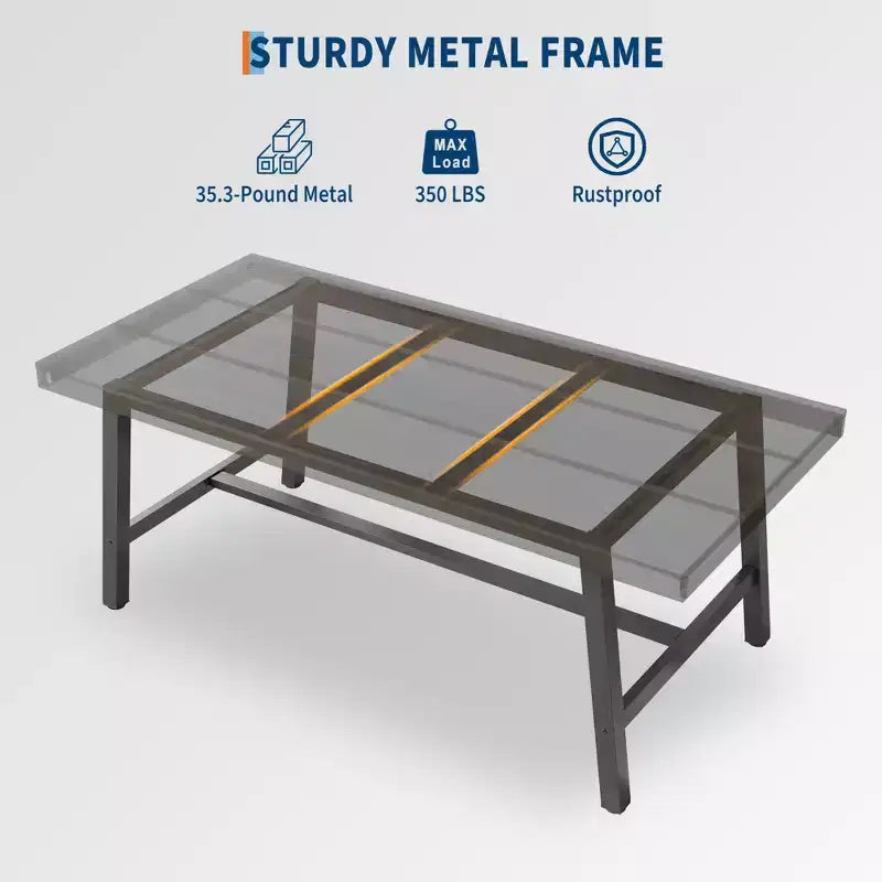 COZONY Industrial Dining Table with Metal Frame, Long Kitchen Table for Dining Room or Kitchen