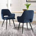 Lot de 2 chaises de salle à manger rembourrées avec accoudoirs, chaises d'appoint modernes avec pieds en métal, assise rembourrée confortable pour salle à manger, cuisine - Panipeachy