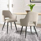 Lot de 2 chaises de salle à manger rembourrées avec accoudoirs, chaises d'appoint modernes avec pieds en métal, assise rembourrée confortable pour salle à manger, cuisine - Panipeachy