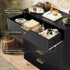 Modern Fluted 5-Drawer Dresser 47.72 Tall, Natural Oak, Gold Handles, 200 lbs Top, Anti-Tip, Waterproof, Bedroom/Hallway Statement Storage