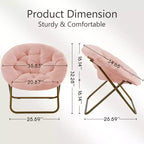 Zeus & Ruta Comfortable Faux Fur Disc Accent Chair - Adult-Size for Bedroom & Living Room