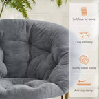 Zeus & Ruta Comfortable Faux Fur Disc Accent Chair - Adult-Size for Bedroom & Living Room